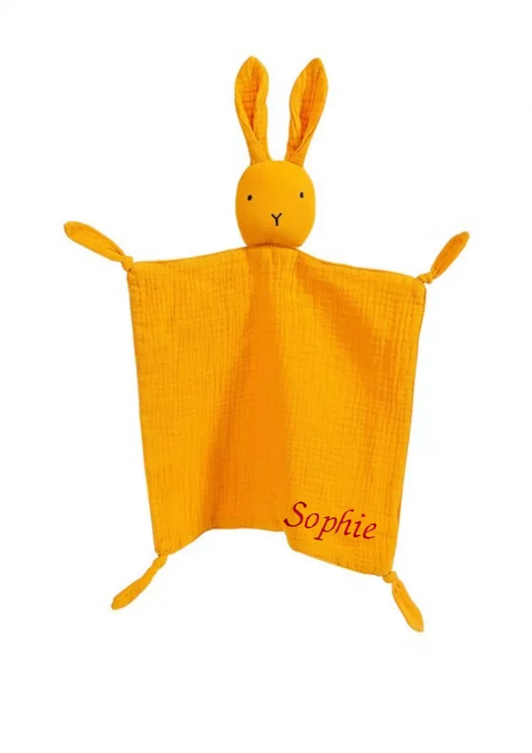 Doudou lange lapin moutarde