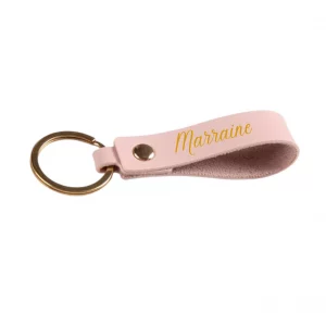 Porte-clé en cuir rose personnalisé