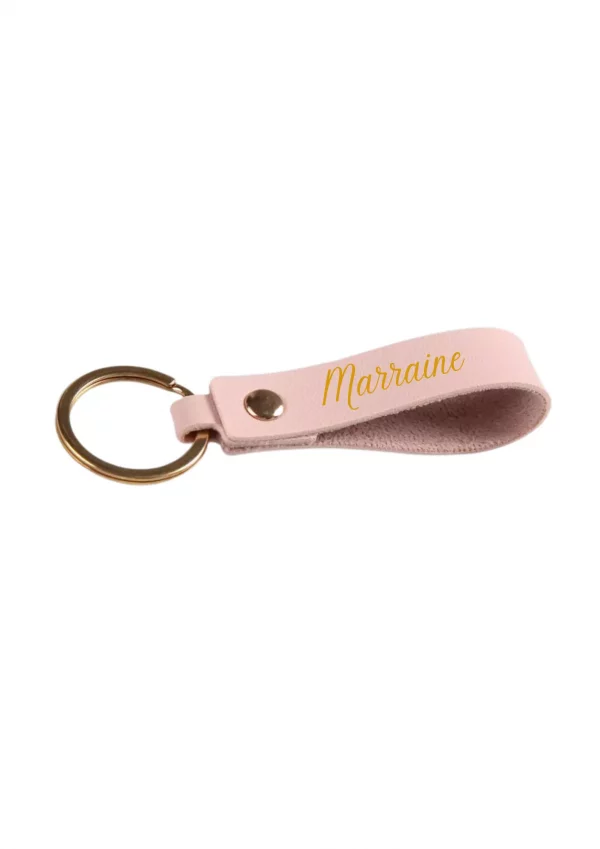 Porte-clé en cuir rose personnalisé