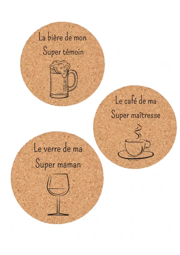 Dessous de verre en liège amour – Image 2