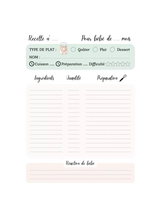 Carnet de recettes pour bébé – Image 3