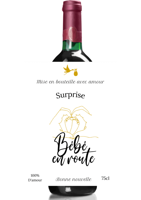 Étiquette bouteille de vin annonce grossesse 