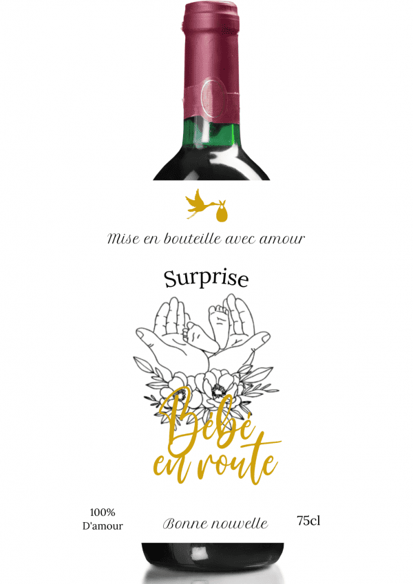 Étiquette bouteille de vin annonce grossesse 
