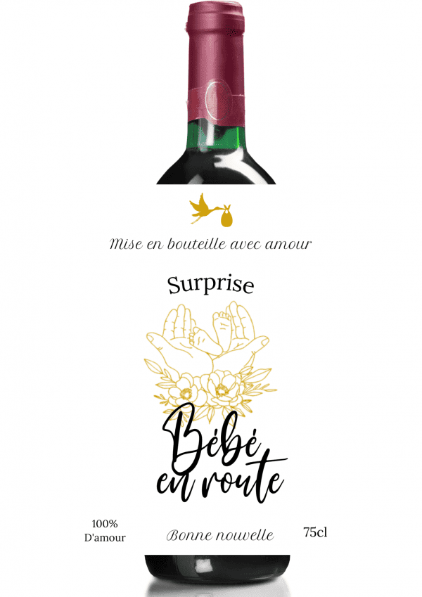 Étiquette bouteille de vin annonce grossesse 