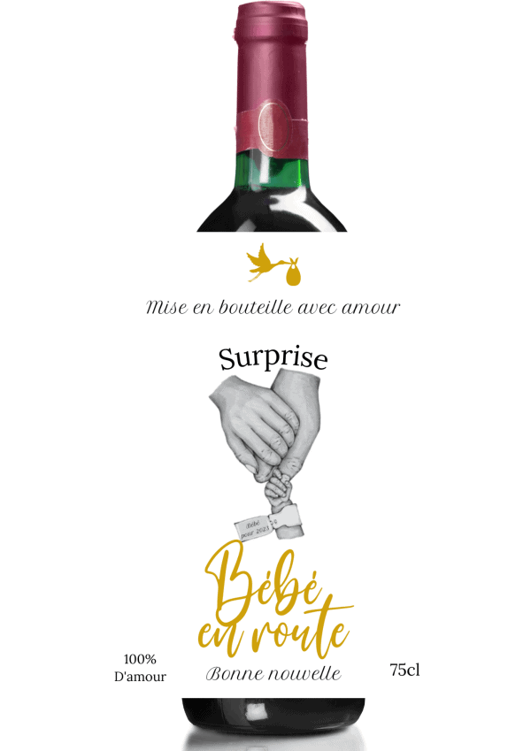 Étiquette bouteille de vin annonce grossesse 
