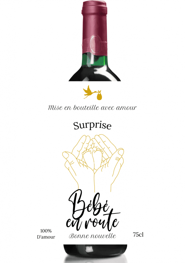 Étiquette bouteille de vin annonce grossesse 