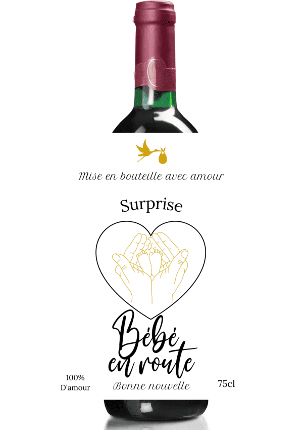 Étiquette bouteille de vin annonce grossesse 
