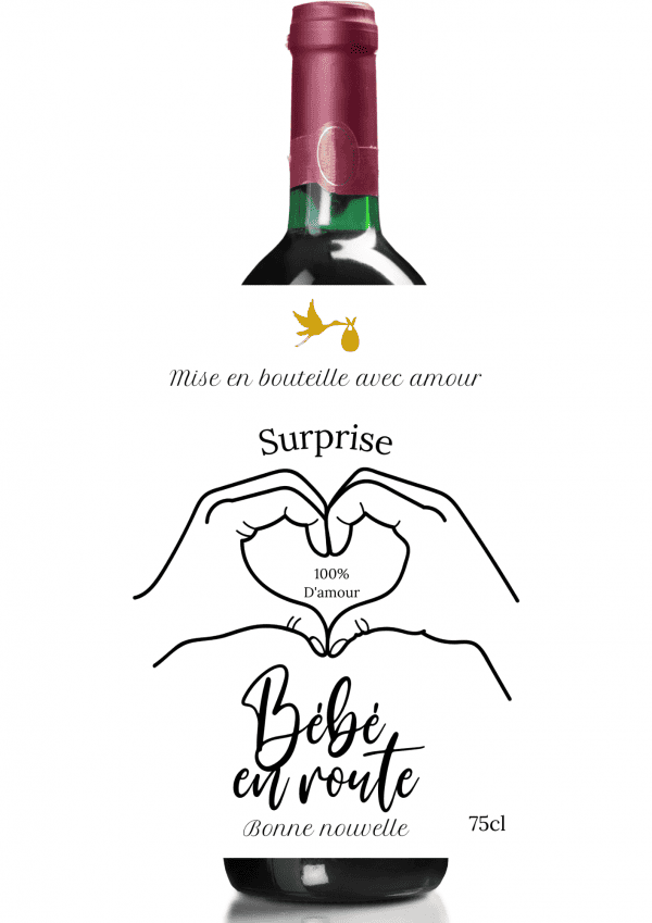 Étiquette bouteille de vin annonce grossesse 