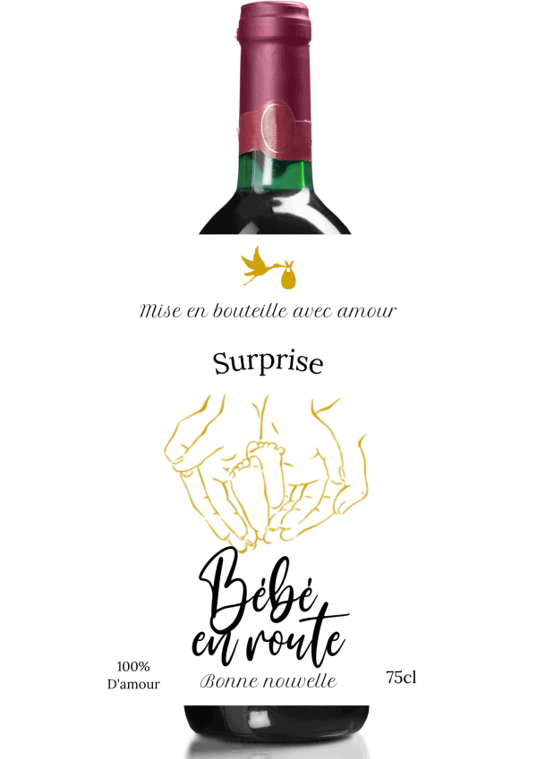 Étiquette bouteille de vin annonce grossesse 