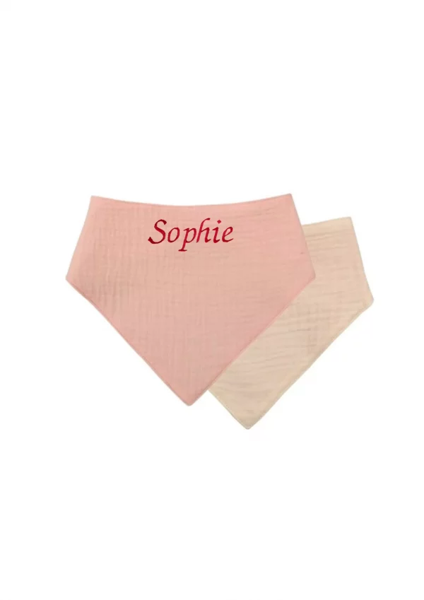 bavoir triangle rose