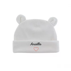 Bonnet de naissance oreilles cœur
