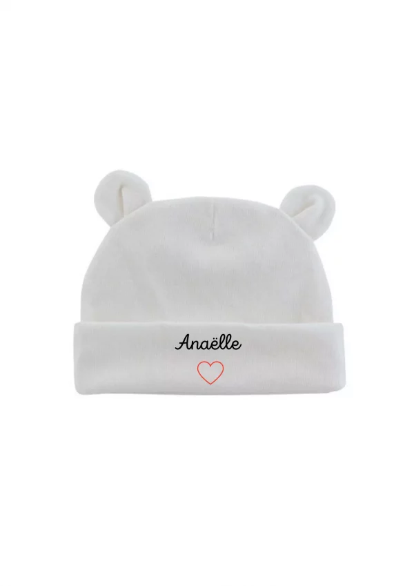 Bonnet de naissance oreilles cœur
