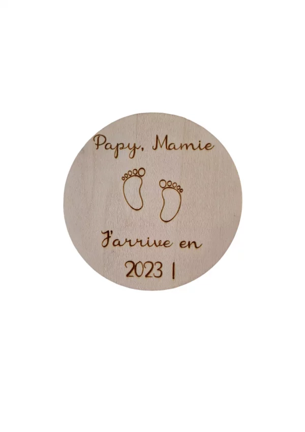 Carte en bois annonce de grossesse