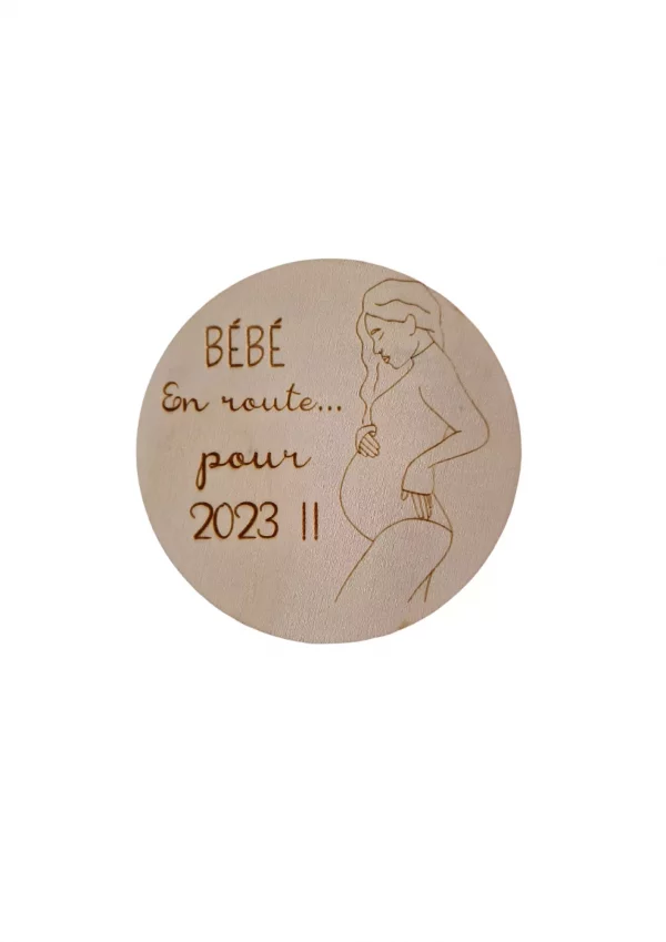 Carte en bois annonce de grossesse