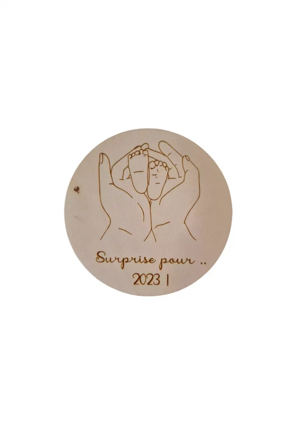 Carte en bois annonce de grossesse