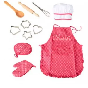 Tablier de cuisine rose + accessoires