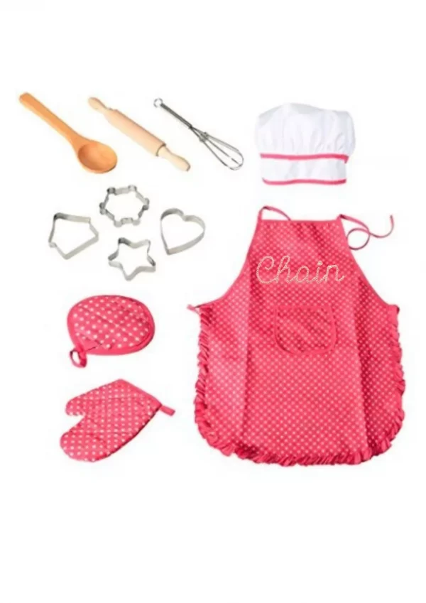Tablier de cuisine rose + accessoires
