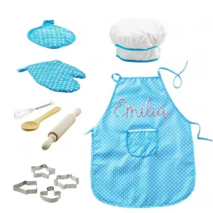 Tablier de cuisine bleu + accessoires