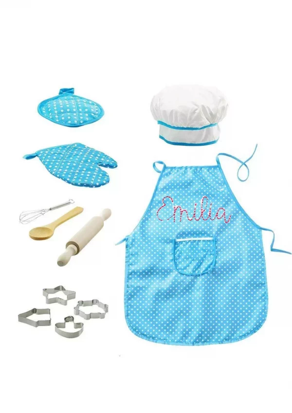Tablier de cuisine bleu + accessoires
