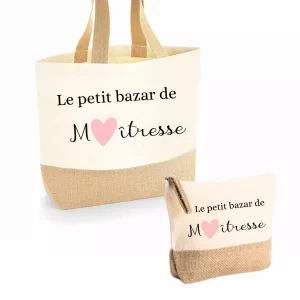 Sac et trousse coeur rose Maîtresse