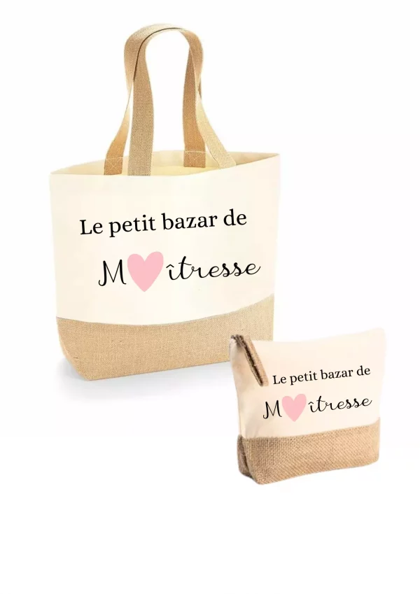 Sac et trousse coeur rose Maîtresse