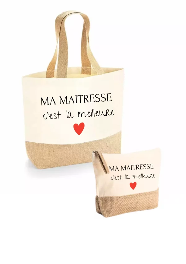 Sac et trousse coeur rouge Maîtresse