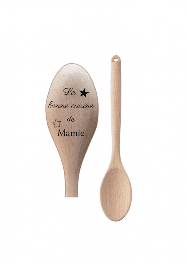 Cuillère en bois motif étoiles