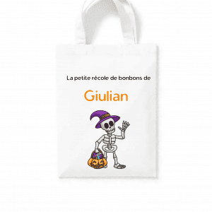 Tote bag squelette bonbons halloween