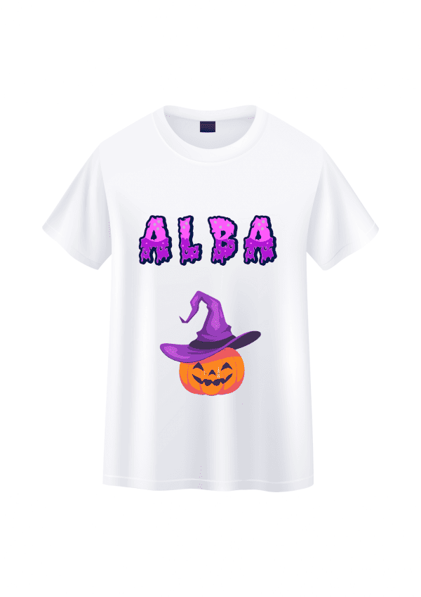 Tee-shirt enfant violet citrouille halloween