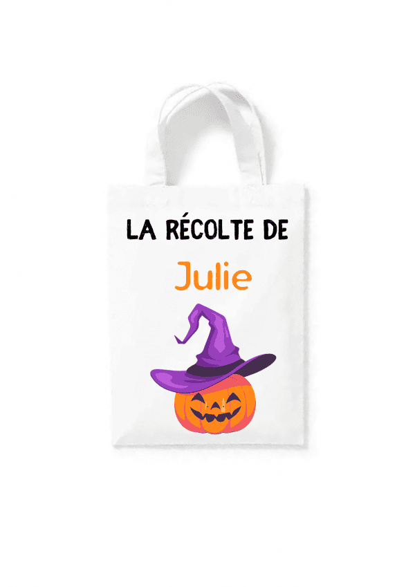 Tote bag citrouille chapeau halloween