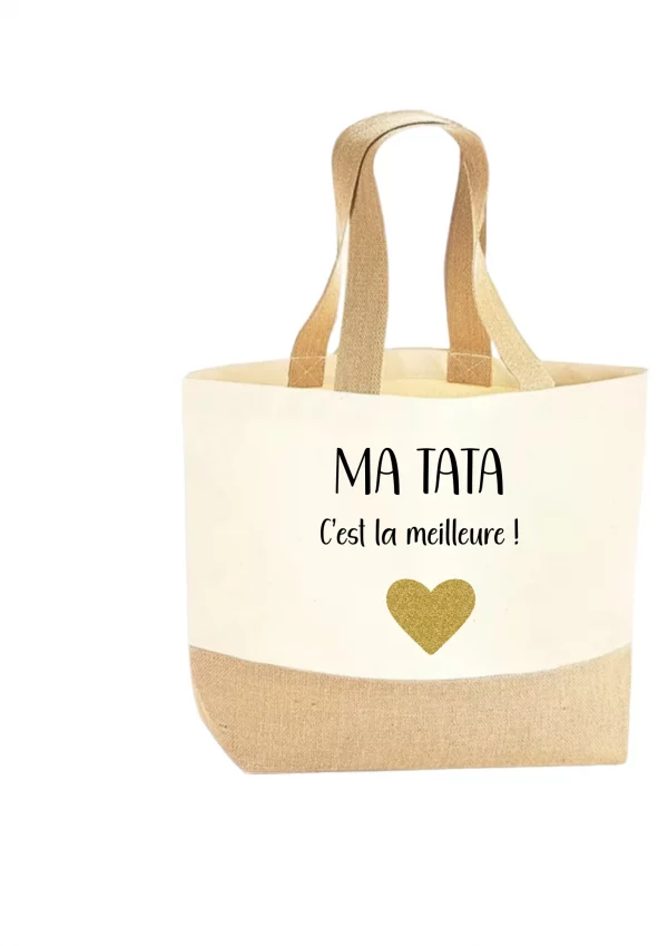 Sac cabas en toile coeur doré