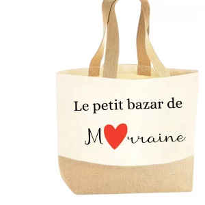 Sac cabas en toile coeur rouge