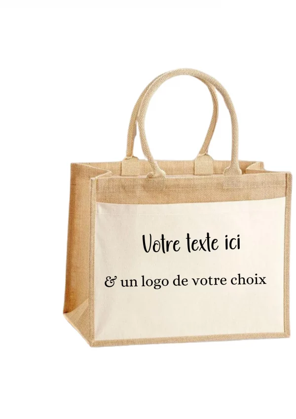 Sac cabas en toile et jute personnalisé