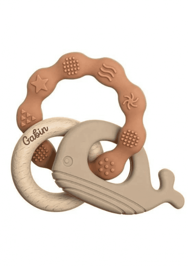 hochet bois beige silicone