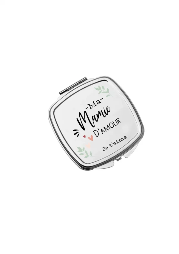Miroir de poche carré coeur