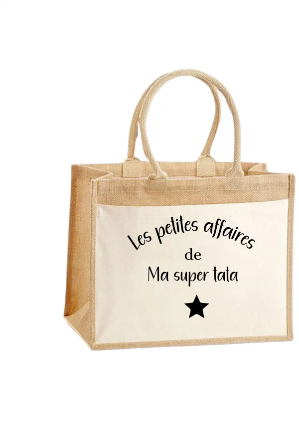 Sac cabas en toile et jute étoile