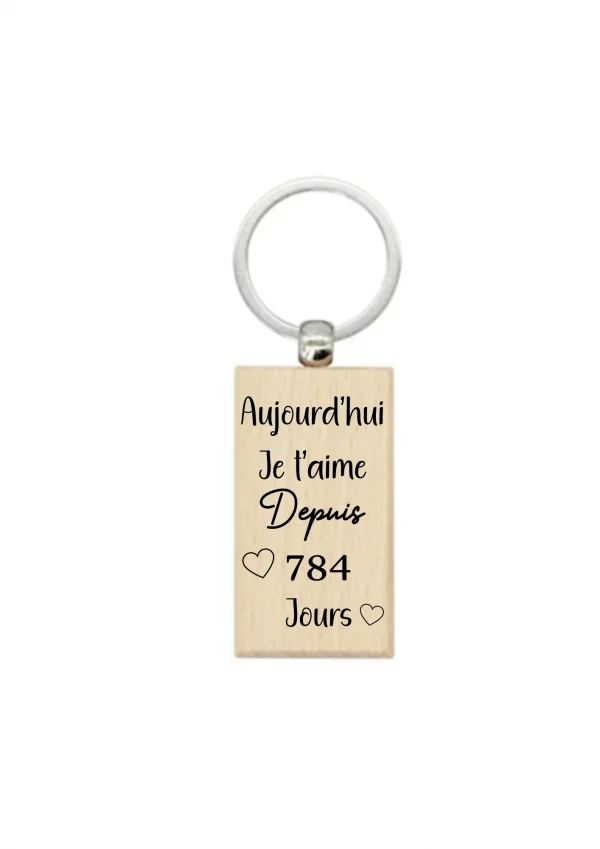 Porte-clé rectangulaire amour