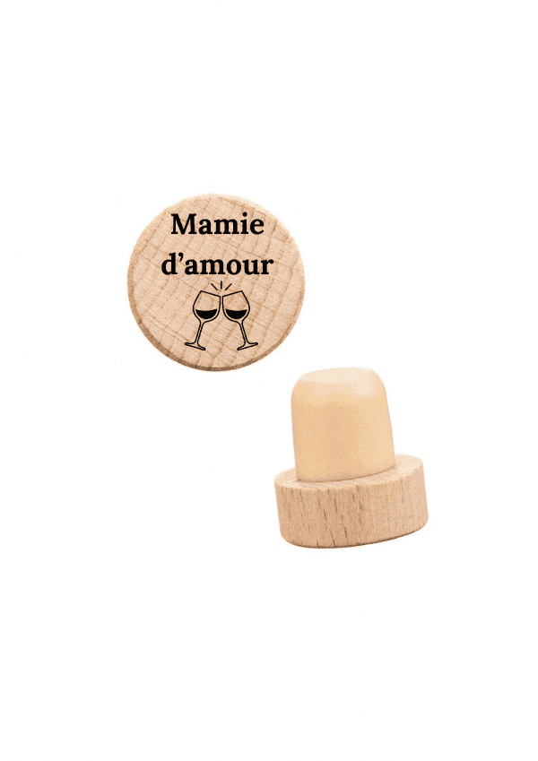 Bouchon de vin motif tchin mamie