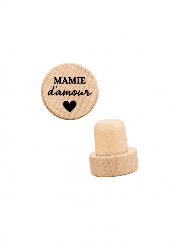 Bouchon de vin mamie coeur personnalisé