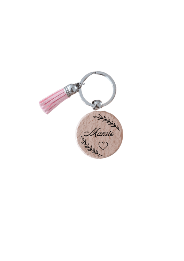 Porte-clé motif coeur branche mamie