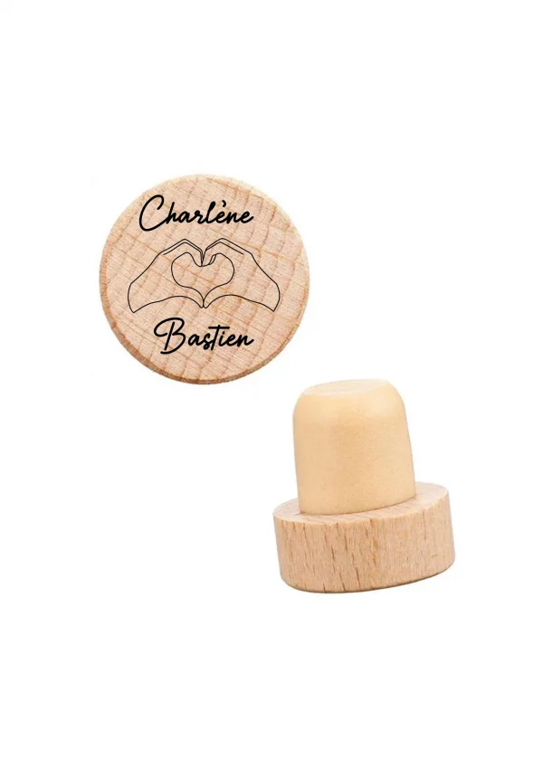 Bouchon de vin motif mains coeur