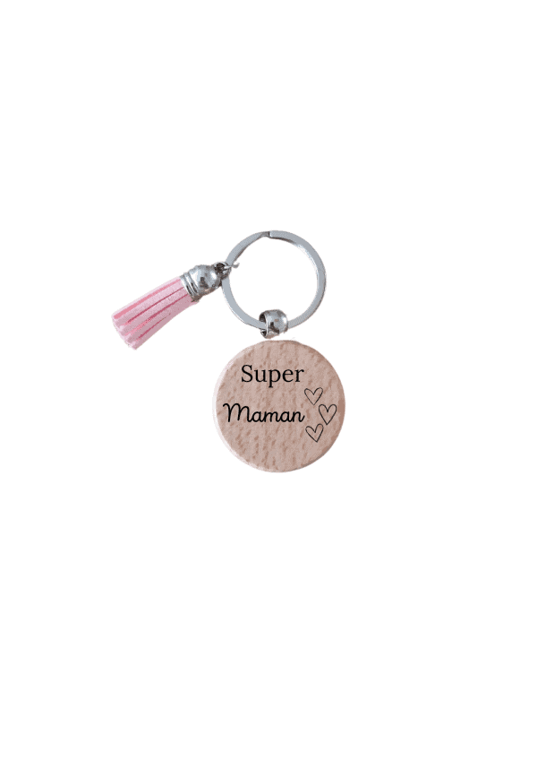 Porte-Clé en Bois Super Maman