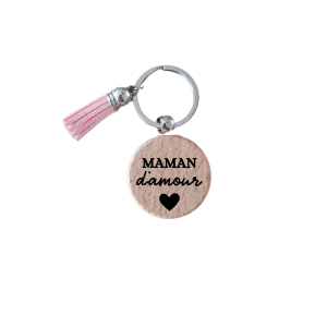 Porte-Clé en Bois coeur maman