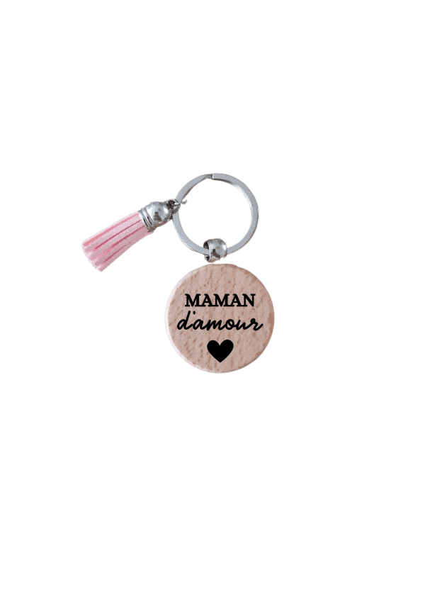 Porte-Clé en Bois coeur maman