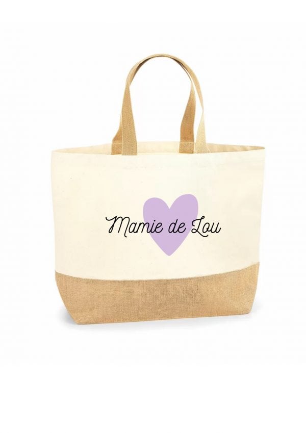 Sac cabas jute coeur