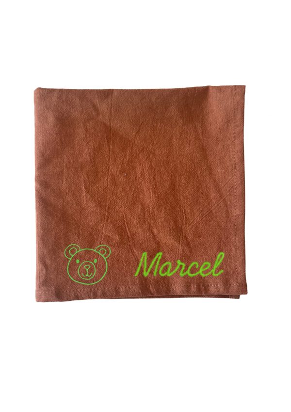 serviette de table personnalisée marron