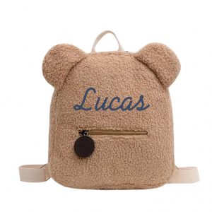 Sac à dos nounours marron brodé