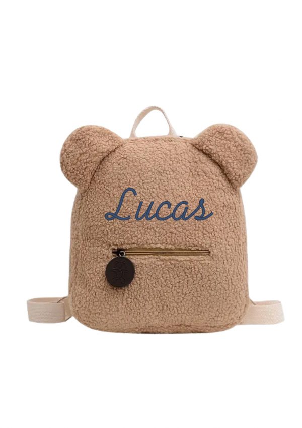 Sac à dos nounours marron brodé