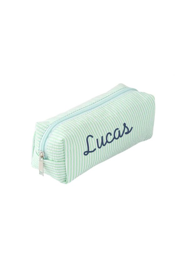 trousse rayé vert menthe