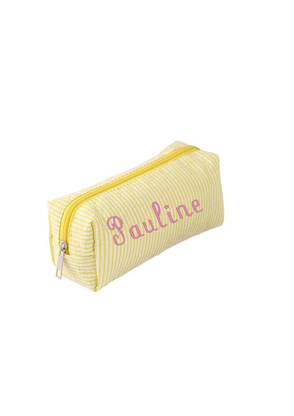 trousse rayé blanc et jaune